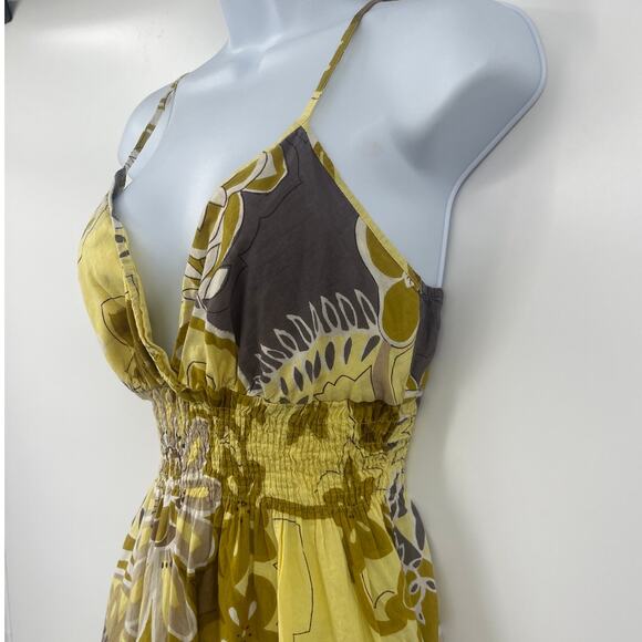 She's Cool Babydoll Dress Sz S Yellow Floral Hippie Boho Floral Funky 2000 Vacay - Picture 3 of 10